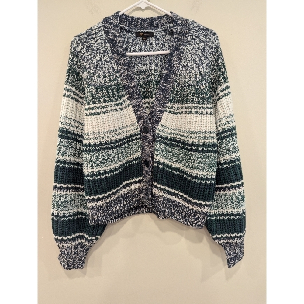 Frye Indigo Striped Combo Knit Cardigan Size Medium